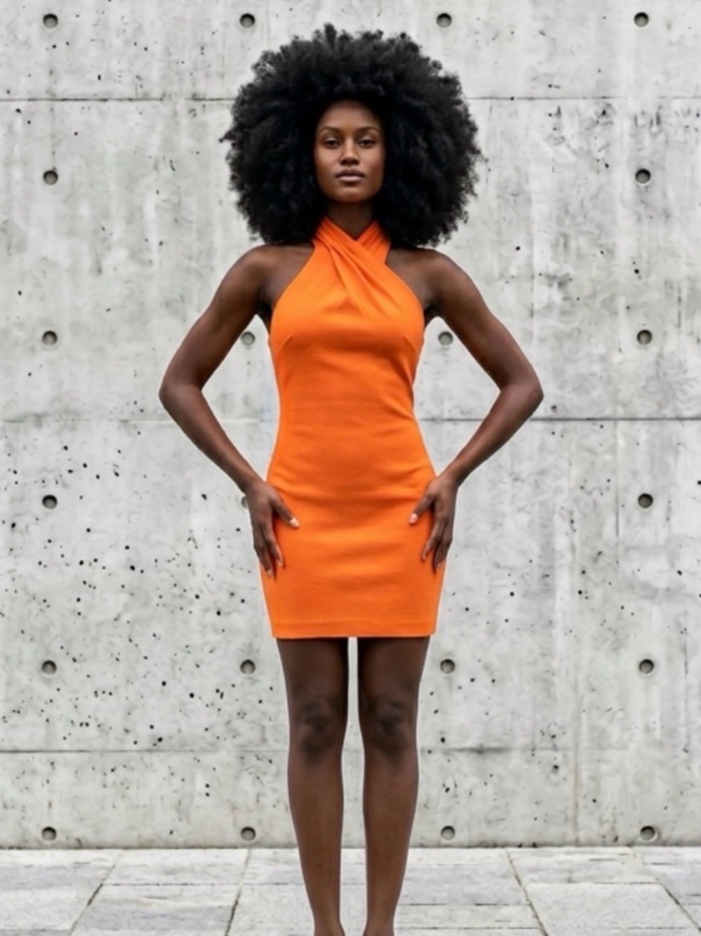 RACHEL Rachel Roy Orange Halter Bodycon Mini Dress